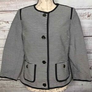 Talbots Woman Black and White Blazer with Tailored Silhouette Size 18 W